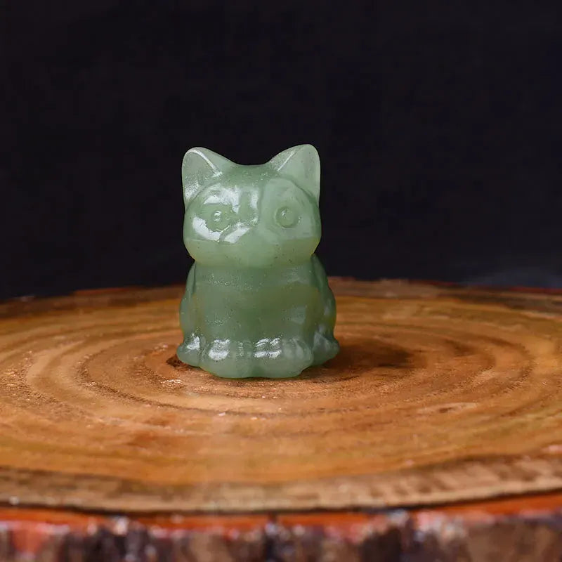 1PC Natural Crystal Carved Sit Cat Healing Stone Crystal Figurines Reiki Gemstone Crafts Home Decoration Children DIY Gift Rose Quartz / 1Pc Crystal + Quartz