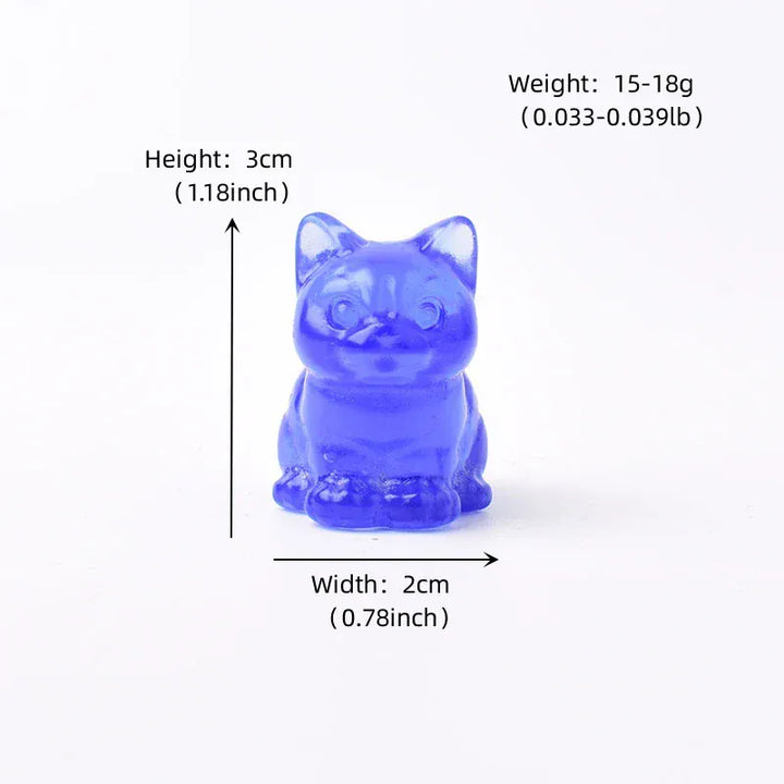 1PC Natural Crystal Carved Sit Cat Healing Stone Crystal Figurines Reiki Gemstone Crafts Home Decoration Children DIY Gift Unakite / 1Pc Crystal + Quartz