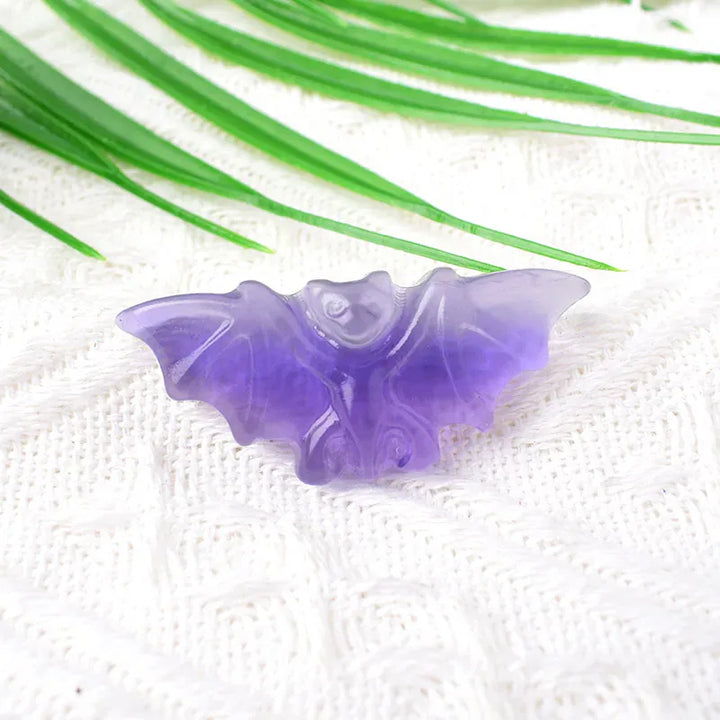 1PC Natural Crystal Carving Fluorite Bat Animals Figurines Ornaments Reiki Gemstone Crafts Home Decoration DIY Gift Fluorite Bat / 1Pc Crystal + Quartz