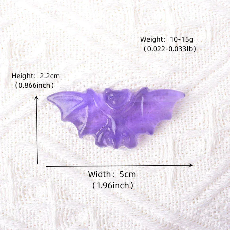1PC Natural Crystal Carving Fluorite Bat Animals Figurines Ornaments Reiki Gemstone Crafts Home Decoration DIY Gift Fluorite Bat / 1Pc Crystal + Quartz