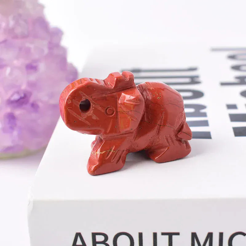 1PC Natural Crystal Clear Quartz Elephant Amethyst Obsidian Animals Stone Crafts Small Decoration Home Decor Christmas Present Redstone / 1.5inch Crystal + Quartz