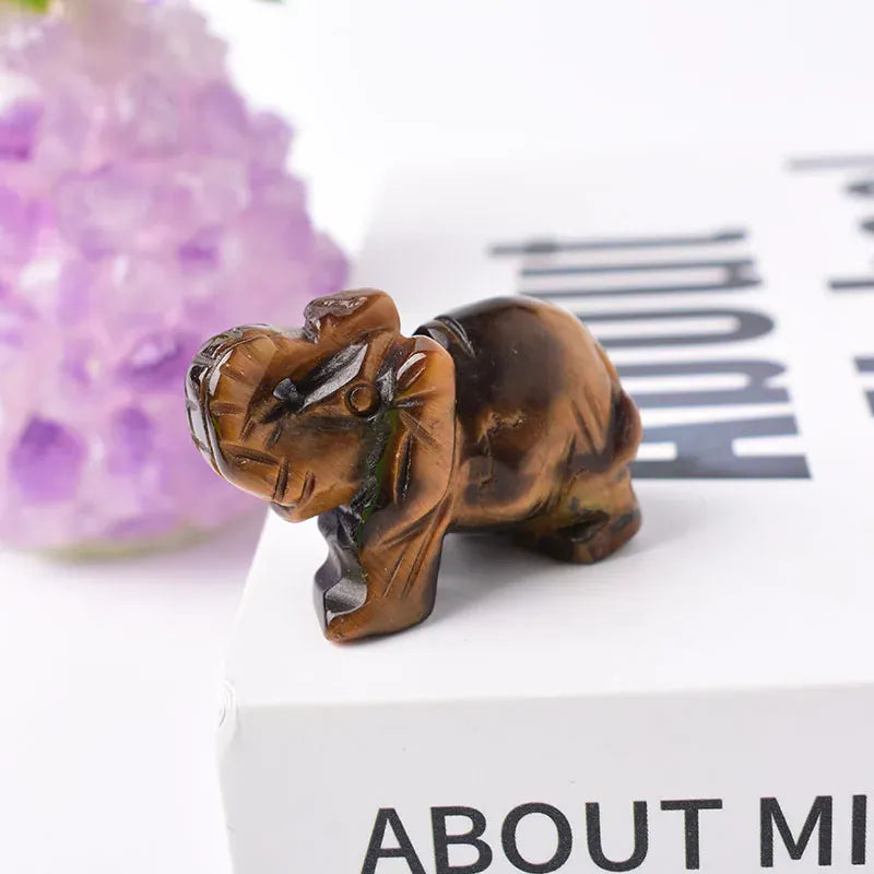 1PC Natural Crystal Clear Quartz Elephant Amethyst Obsidian Animals Stone Crafts Small Decoration Home Decor Christmas Present Tigers Eye / 1.5inch Crystal + Quartz