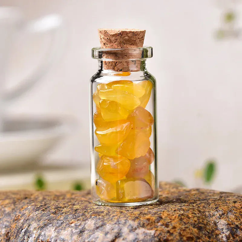 1PC Natural Crystal Glass Wishing Bottle Home Decor Healing Stone Natural Polished Stones Lucky Drifting Bottle Birthday Gifts Crystal + Quartz