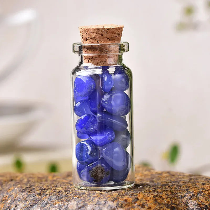 1PC Natural Crystal Glass Wishing Bottle Home Decor Healing Stone Natural Polished Stones Lucky Drifting Bottle Birthday Gifts Crystal + Quartz