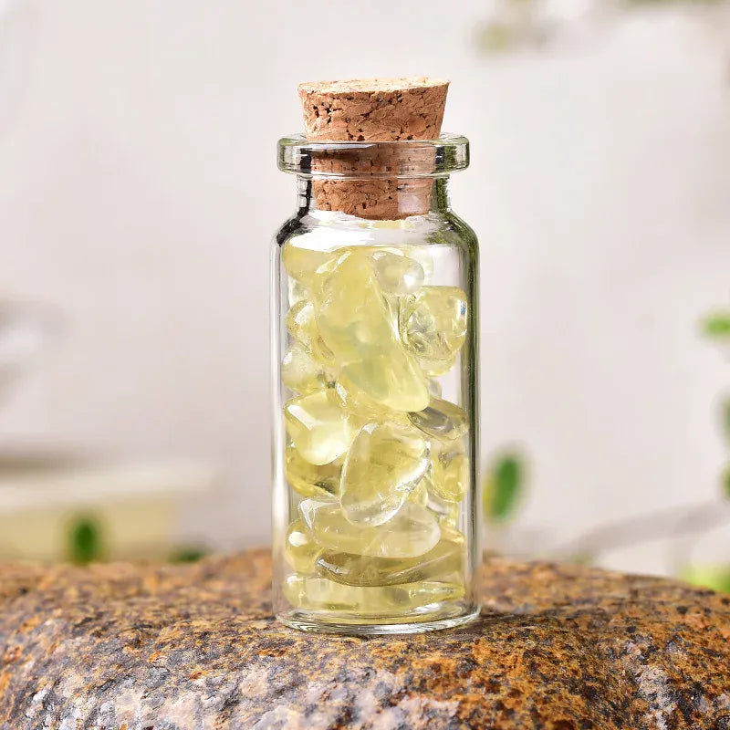 1PC Natural Crystal Glass Wishing Bottle Home Decor Healing Stone Natural Polished Stones Lucky Drifting Bottle Birthday Gifts Crystal + Quartz