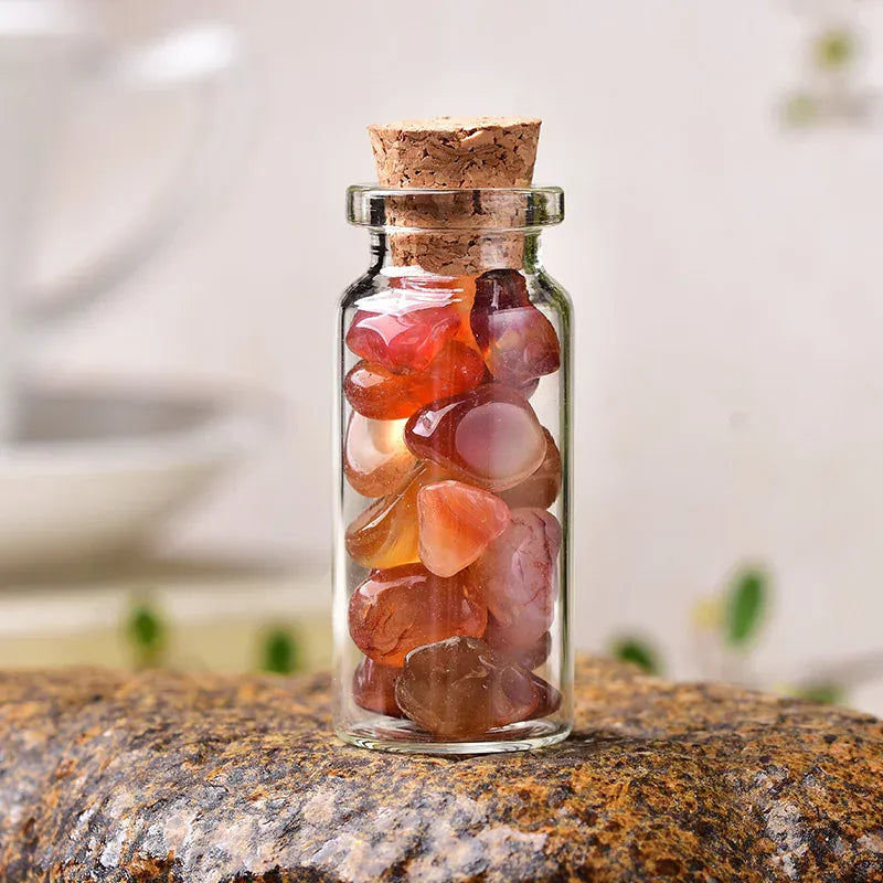 1PC Natural Crystal Glass Wishing Bottle Home Decor Healing Stone Natural Polished Stones Lucky Drifting Bottle Birthday Gifts Crystal + Quartz
