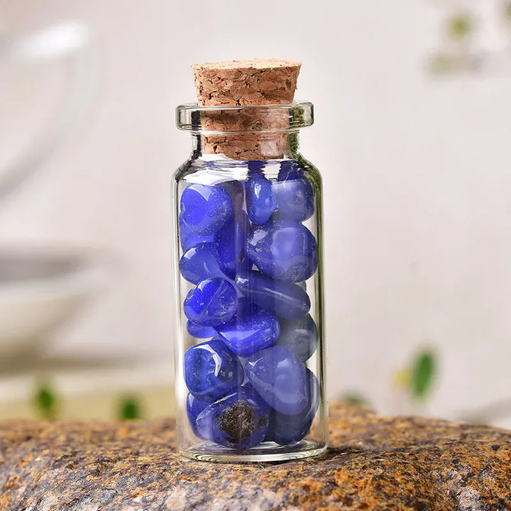 1PC Natural Crystal Glass Wishing Bottle Home Decor Healing Stone Natural Polished Stones Lucky Drifting Bottle Birthday Gifts Crystal + Quartz