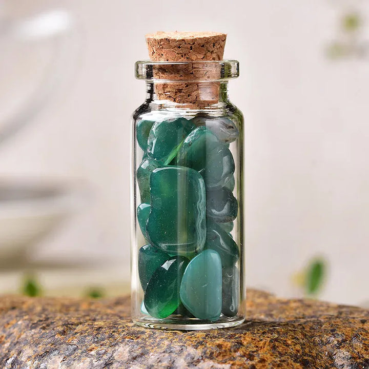 1PC Natural Crystal Glass Wishing Bottle Home Decor Healing Stone Natural Polished Stones Lucky Drifting Bottle Birthday Gifts Green Agate / 50x22mm Crystal + Quartz