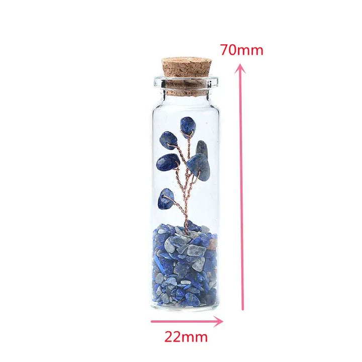 1PC Natural Crystal Glass Wishing Bottle Lucky Tree Healing Stone Natural Polished Stones Lucky Drifting Bottle Birthday Gifts Clear Quartz Crystal + Quartz