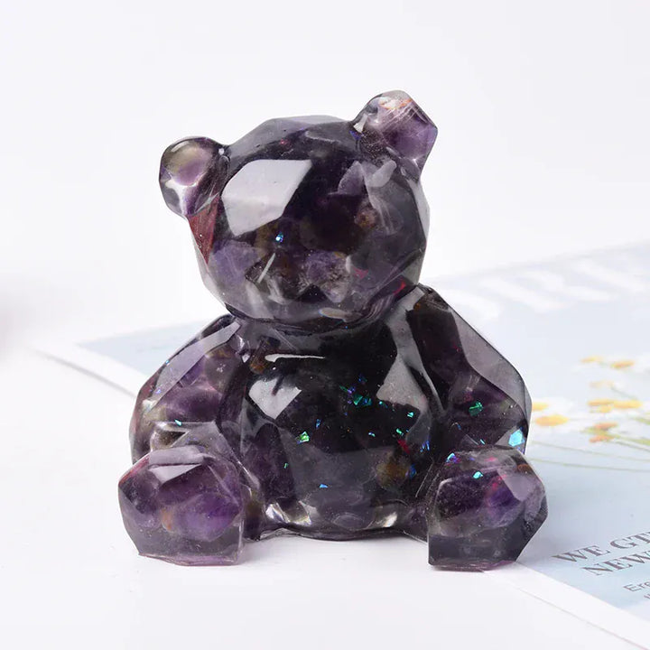 1PC Natural Crystal Gravel Silica Gel Colourful Loveliness Bear Figurine Crafts Souvenir Home Decor Reiki Energy Stone Gift Blue Glass / 1PC Crystal + Quartz