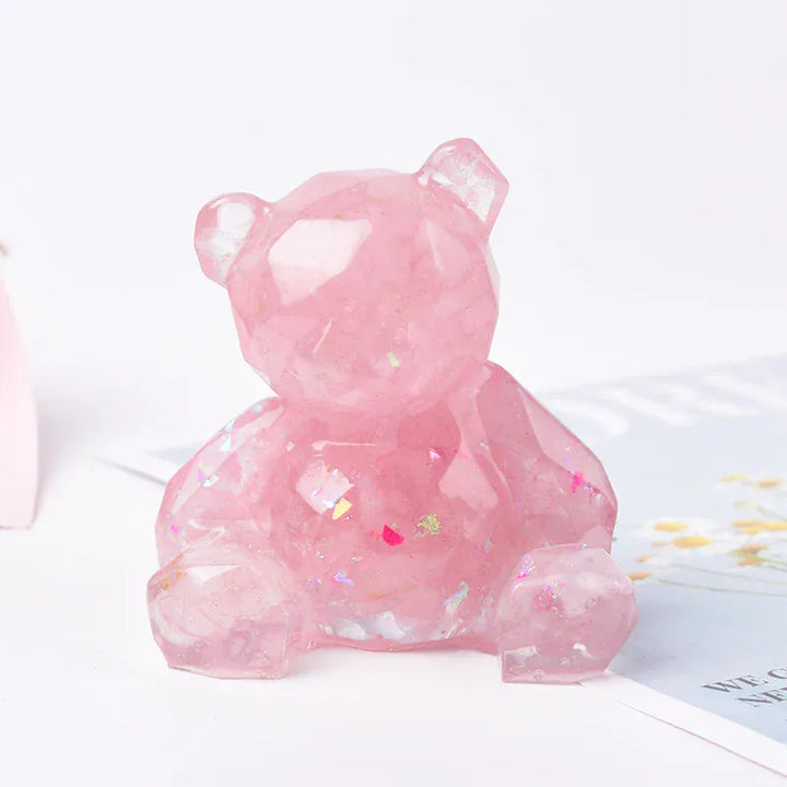 1PC Natural Crystal Gravel Silica Gel Colourful Loveliness Bear Figurine Crafts Souvenir Home Decor Reiki Energy Stone Gift Blue Glass / 1PC Crystal + Quartz