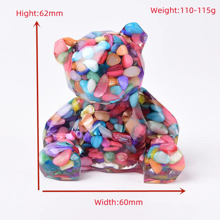 1PC Natural Crystal Gravel Silica Gel Colourful Loveliness Bear Figurine Crafts Souvenir Home Decor Reiki Energy Stone Gift Blue Glass / 1PC Crystal + Quartz