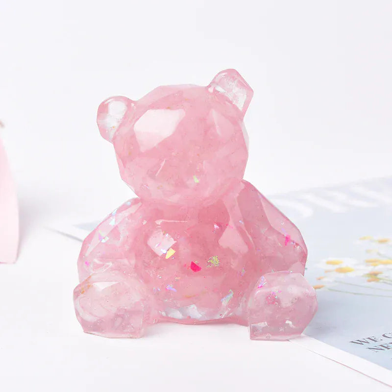 1PC Natural Crystal Gravel Silica Gel Colourful Loveliness Bear Figurine Crafts Souvenir Home Decor Reiki Energy Stone Gift Citrine / 1PC Crystal + Quartz