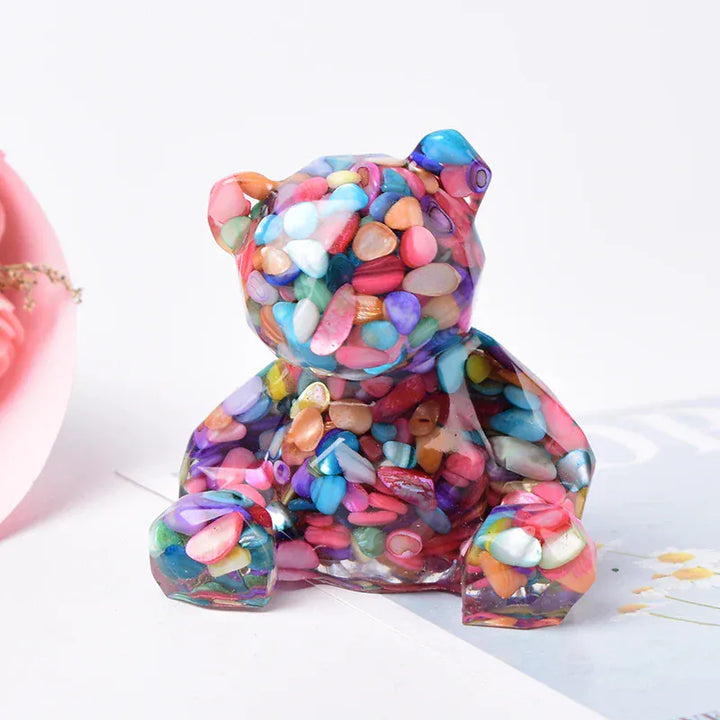 1PC Natural Crystal Gravel Silica Gel Colourful Loveliness Bear Figurine Crafts Souvenir Home Decor Reiki Energy Stone Gift Citrine / 1PC Crystal + Quartz
