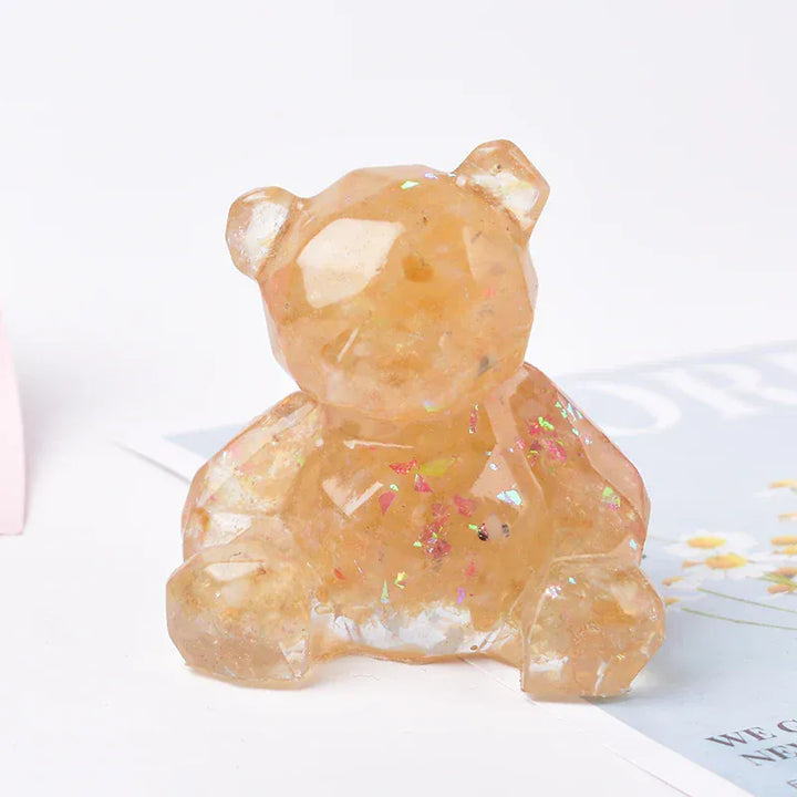 1PC Natural Crystal Gravel Silica Gel Colourful Loveliness Bear Figurine Crafts Souvenir Home Decor Reiki Energy Stone Gift Citrine / 1PC Crystal + Quartz