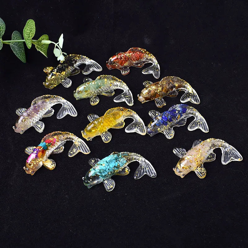 1PC Natural Crystal Gravel Silica Gel Colourful Loveliness Goldfish Figurine Crafts Souvenir Home Decor Reiki Energy Stone Gift Red Jasper / 1Pc Crystal + Quartz