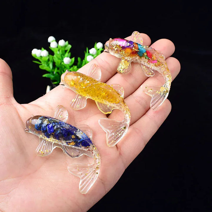 1PC Natural Crystal Gravel Silica Gel Colourful Loveliness Goldfish Figurine Crafts Souvenir Home Decor Reiki Energy Stone Gift Red Jasper / 1Pc Crystal + Quartz