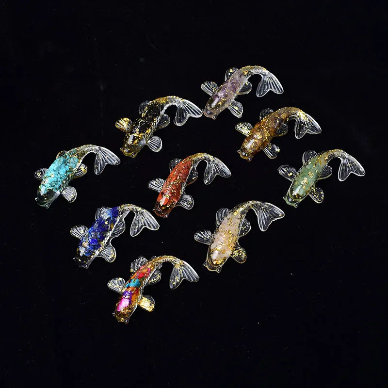 1PC Natural Crystal Gravel Silica Gel Colourful Loveliness Goldfish Figurine Crafts Souvenir Home Decor Reiki Energy Stone Gift Rose Quartz / 1Pc Crystal + Quartz