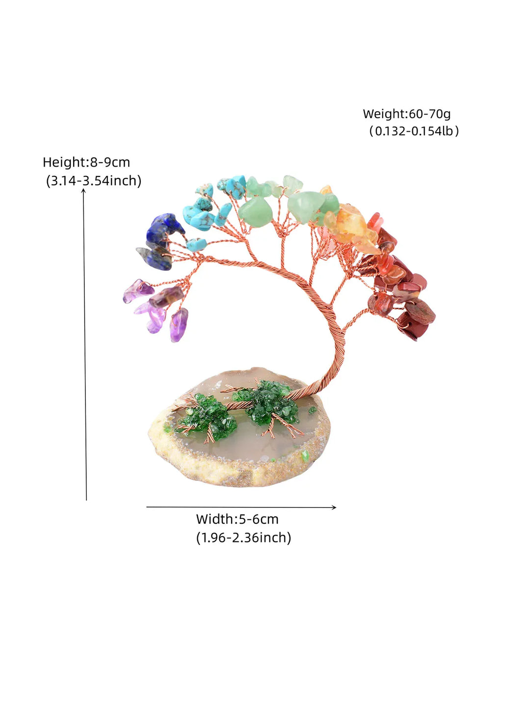 1PC Natural Crystal Hand Made Colour Crystal Tree Specimen Agate Home Decoration Ornaments Lucky Tree DIY gifts Souvenir Gift Colour Crystal / 1Pc Crystal + Quartz