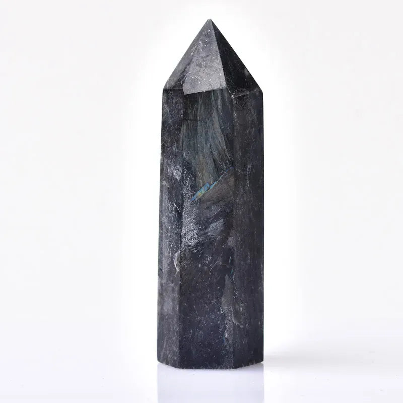 1pc Natural Crystal Point Astrophyllite Healing Stone Quartz Tower Fireworks stone Ornament for Home Decor Reiki Energy Stone Crystal And Quartz