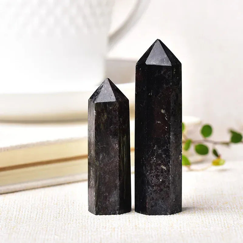 1pc Natural Crystal Point Astrophyllite Healing Stone Quartz Tower Fireworks stone Ornament for Home Decor Reiki Energy Stone Crystal And Quartz