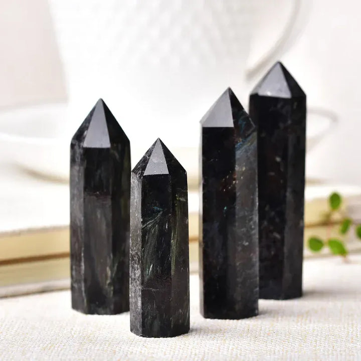 1pc Natural Crystal Point Astrophyllite Healing Stone Quartz Tower Fireworks stone Ornament for Home Decor Reiki Energy Stone Crystal And Quartz