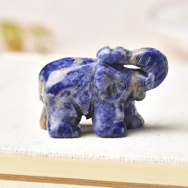 1PC Natural Crystal Rose Quartz Elephant Amethyst Obsidian Animals Stone Crafts Small Decoration Home Decor Christmas Present Sodalite / 1.5inch Crystal + Quartz