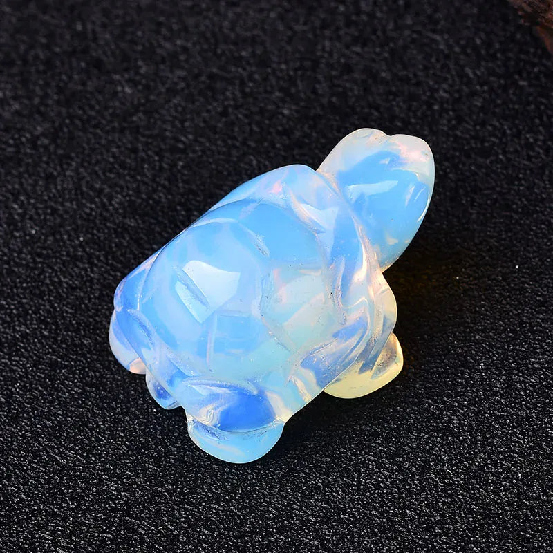 1PC Natural Crystal Rose Quartz Tortoise Amethyst Opal Animals Healing Stone Home Decor Fish Tank Crafts Small Decoration Clear Quartz Crystal + Quartz