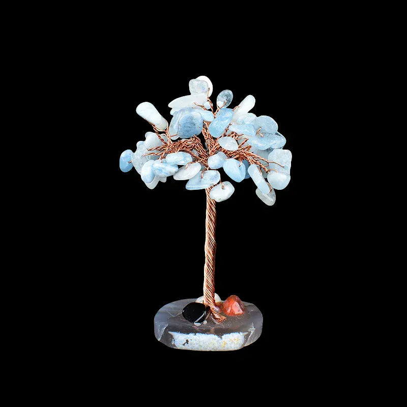 1PC Natural Crystal Stone Amethyst Tree Specimen Agate Reiki Healing Home Decoration Ornaments Lucky Tree DIY Souvenir Gift Aquamarine Crystal + Quartz