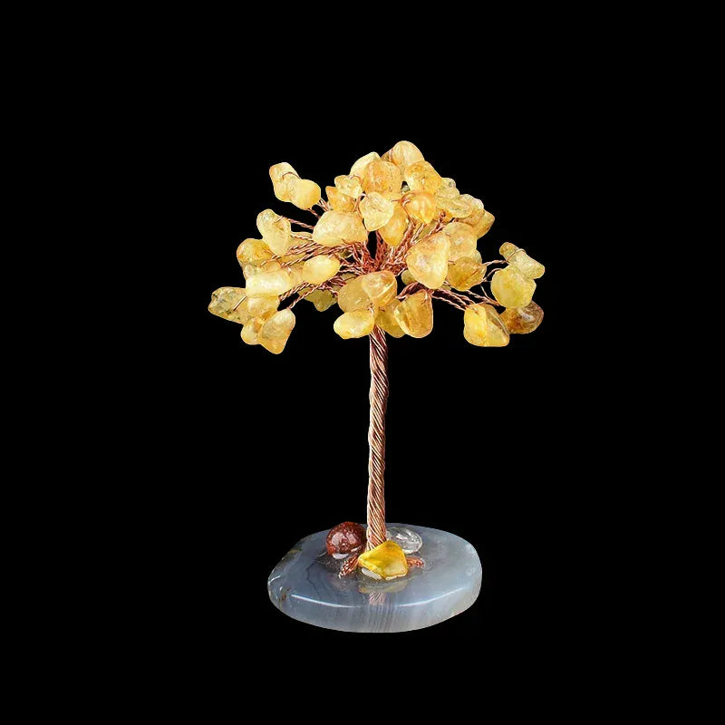 1PC Natural Crystal Stone Amethyst Tree Specimen Agate Reiki Healing Home Decoration Ornaments Lucky Tree DIY Souvenir Gift Citrine Crystal + Quartz