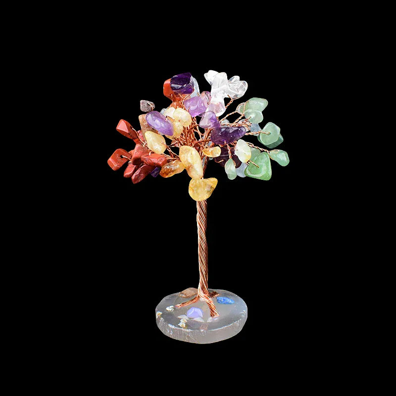 1PC Natural Crystal Stone Amethyst Tree Specimen Agate Reiki Healing Home Decoration Ornaments Lucky Tree DIY Souvenir Gift Colour Crystal 1 Crystal + Quartz