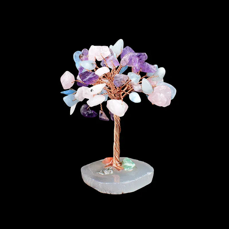 1PC Natural Crystal Stone Amethyst Tree Specimen Agate Reiki Healing Home Decoration Ornaments Lucky Tree DIY Souvenir Gift Colour Crystal 2 Crystal + Quartz
