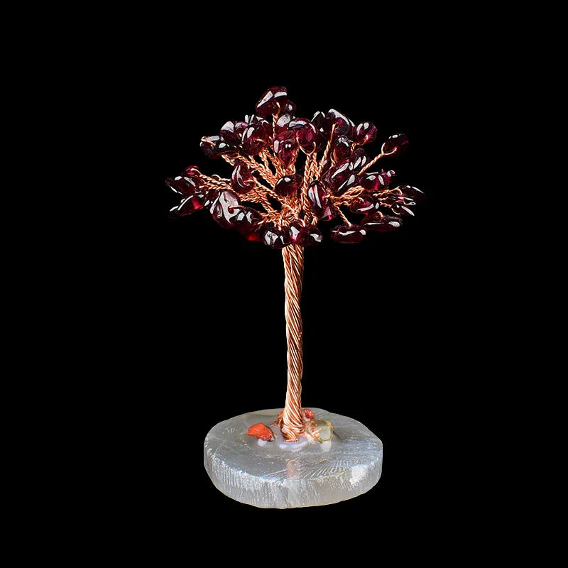 1PC Natural Crystal Stone Amethyst Tree Specimen Agate Reiki Healing Home Decoration Ornaments Lucky Tree DIY Souvenir Gift Garnet Crystal + Quartz
