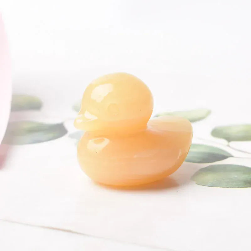 1PC Natural Crystal Stone Aventurine Obsidian Carved Duck Mineral Halloween Ornaments Healing Stone Reiki Home Decoration Gift Yellow Aventurine Crystal + Quartz