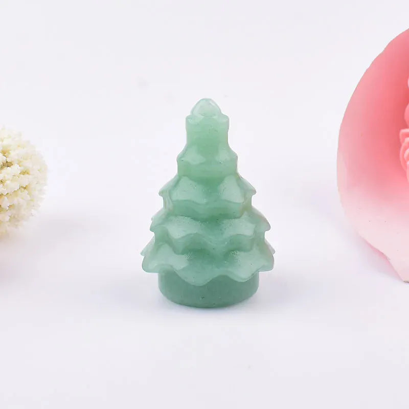 1PC Natural Crystal Stone Christmas Trees Decoration Mineral Specimen Crafts Reiki Healing DIY Gift Home Decoration Aventurine / 1PC Crystal + Quartz