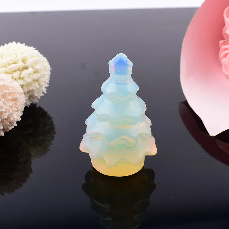 1PC Natural Crystal Stone Christmas Trees Decoration Mineral Specimen Crafts Reiki Healing DIY Gift Home Decoration Opal / 1PC Crystal + Quartz