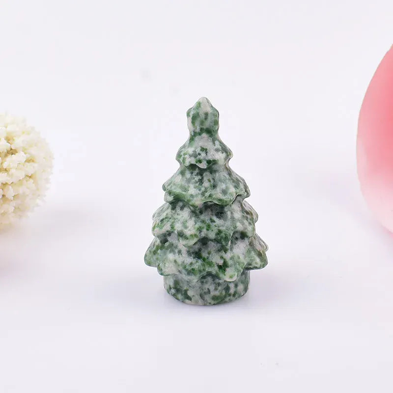 1PC Natural Crystal Stone Christmas Trees Decoration Mineral Specimen Crafts Reiki Healing DIY Gift Home Decoration Qinghai jade / 1PC Crystal + Quartz