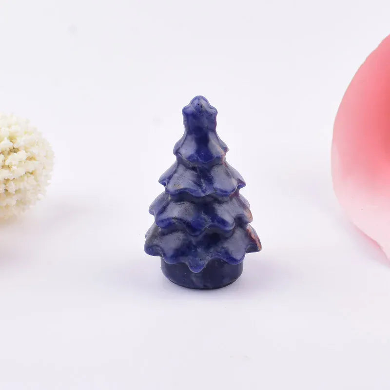 1PC Natural Crystal Stone Christmas Trees Decoration Mineral Specimen Crafts Reiki Healing DIY Gift Home Decoration Sodalite / 1PC Crystal + Quartz