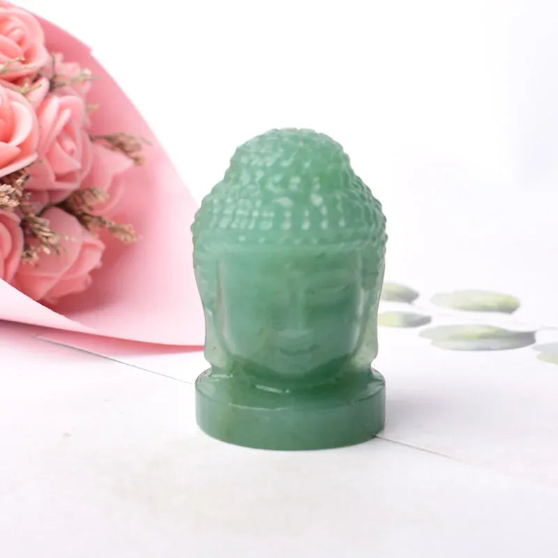 1PC Natural Crystal Stone Figure of Buddha Figurine Reiki Healing Stone Crafts Small Decoration Home Decor Present Souvenir Aventurine Crystal + Quartz