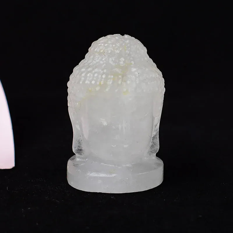 1PC Natural Crystal Stone Figure of Buddha Figurine Reiki Healing Stone Crafts Small Decoration Home Decor Present Souvenir Clear Quartz Crystal + Quartz