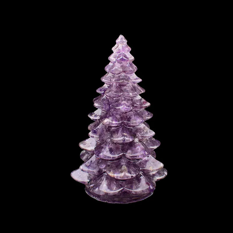 1PC Natural Crystal Stone Gravel Resin Christmas Tree Handmade Lucky Tree Home Decoration Gift Amethyst / 1Pc Crystal + Quartz