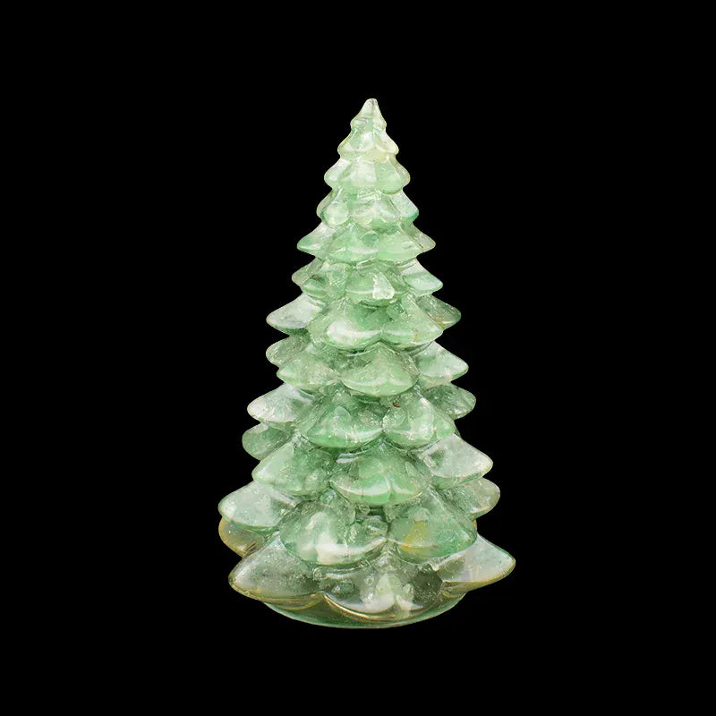 1PC Natural Crystal Stone Gravel Resin Christmas Tree Handmade Lucky Tree Home Decoration Gift Aventurine / 1Pc Crystal + Quartz