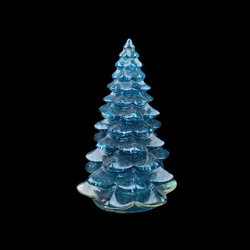 1PC Natural Crystal Stone Gravel Resin Christmas Tree Handmade Lucky Tree Home Decoration Gift Blue glass / 1Pc Crystal + Quartz
