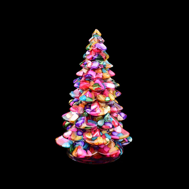 1PC Natural Crystal Stone Gravel Resin Christmas Tree Handmade Lucky Tree Home Decoration Gift Colored shells / 1Pc Crystal + Quartz