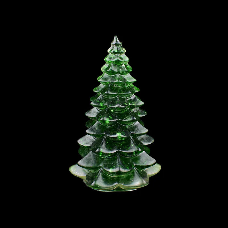 1PC Natural Crystal Stone Gravel Resin Christmas Tree Handmade Lucky Tree Home Decoration Gift Green glass / 1Pc Crystal + Quartz
