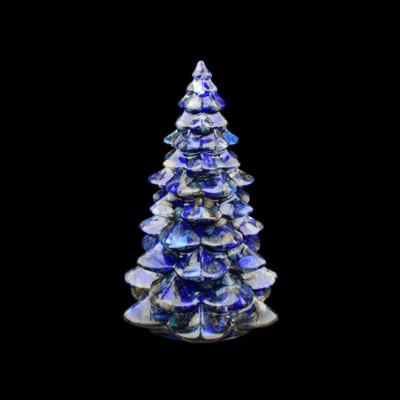 1PC Natural Crystal Stone Gravel Resin Christmas Tree Handmade Lucky Tree Home Decoration Gift Lapis lazuli / 1Pc Crystal + Quartz