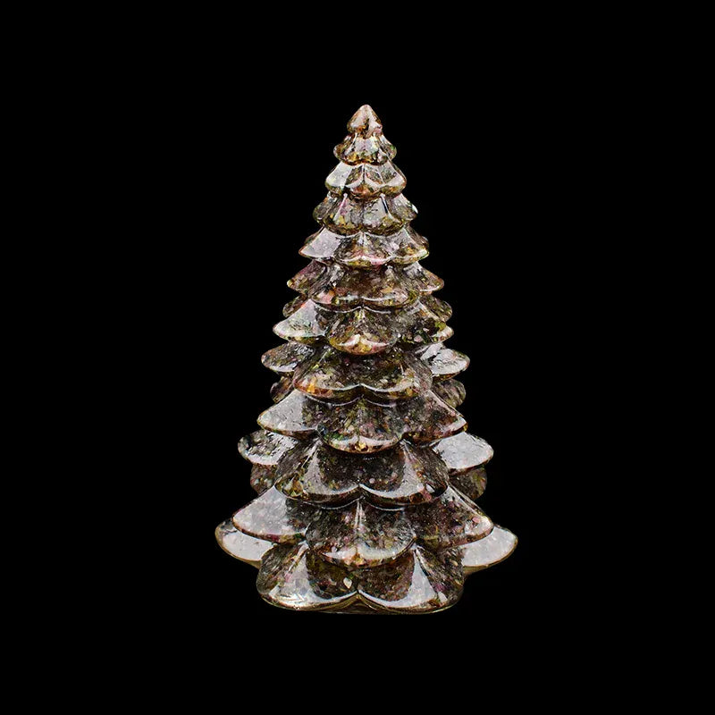 1PC Natural Crystal Stone Gravel Resin Christmas Tree Handmade Lucky Tree Home Decoration Gift Tourmaline / 1Pc Crystal + Quartz