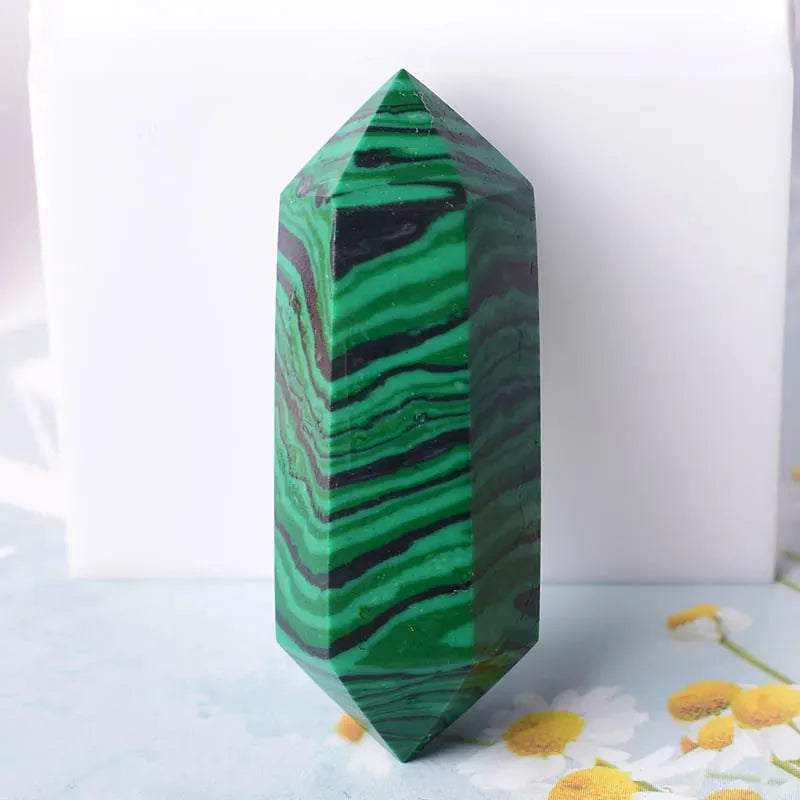 1PC Natural Crystal Stone Hexagonal Double Terminated Points Wand Meditation Reiki Healing Stone Wicca DIY Crystal Jewelry Gift Clear Quartz / 1PC Crystal + Quartz