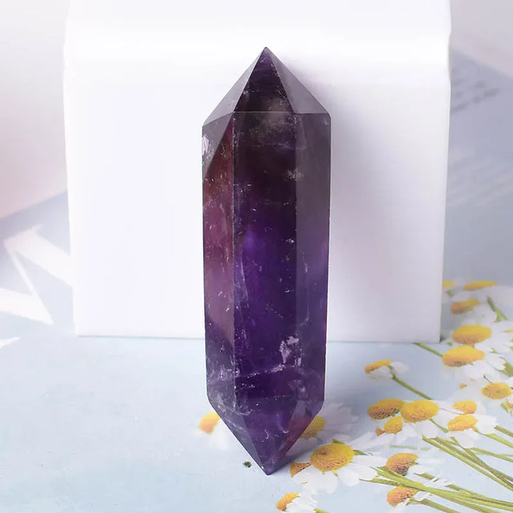 1PC Natural Crystal Stone Hexagonal Double Terminated Points Wand Meditation Reiki Healing Stone Wicca DIY Crystal Jewelry Gift Colored Fluorite / 1PC Crystal + Quartz