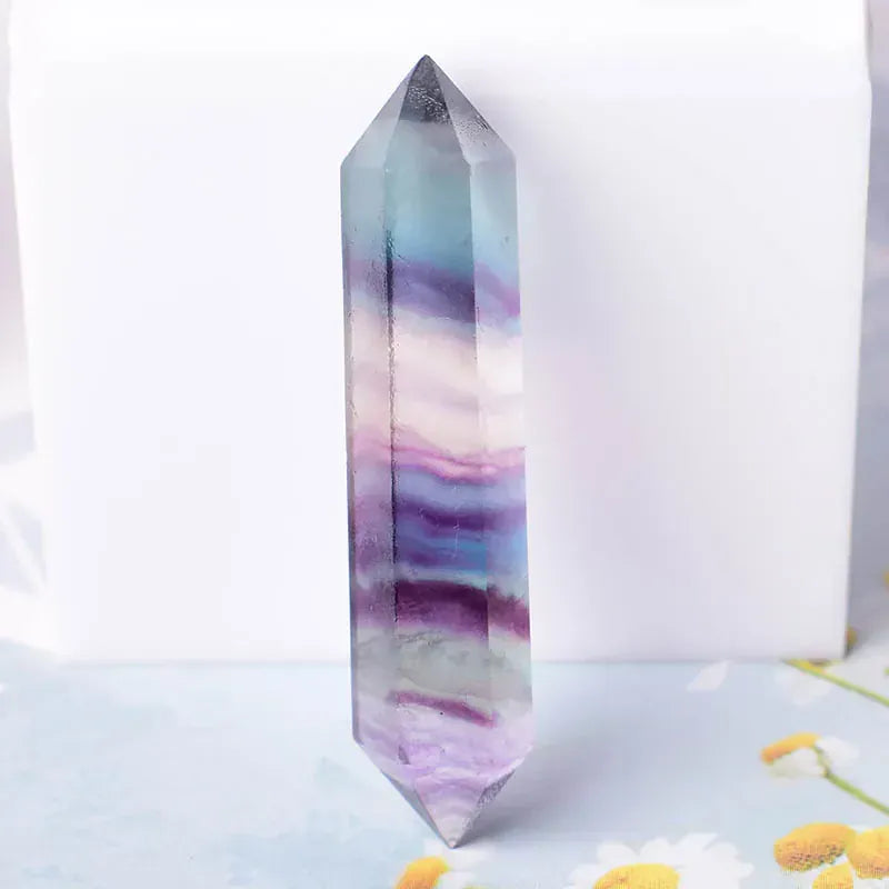 1PC Natural Crystal Stone Hexagonal Double Terminated Points Wand Meditation Reiki Healing Stone Wicca DIY Crystal Jewelry Gift Labradorite / 1PC Crystal + Quartz